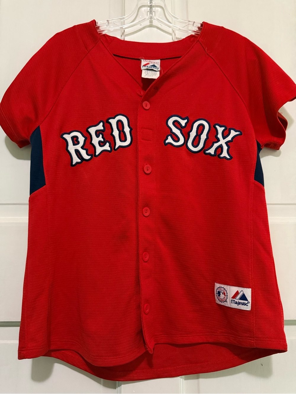 Majestic Red Boston Red Sox Button-Front Jersey with Navy Accents